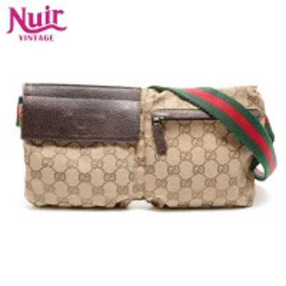 Gucci GG Canvas Body Bum Crossbody Belt Bag Belt Shoulder Beige